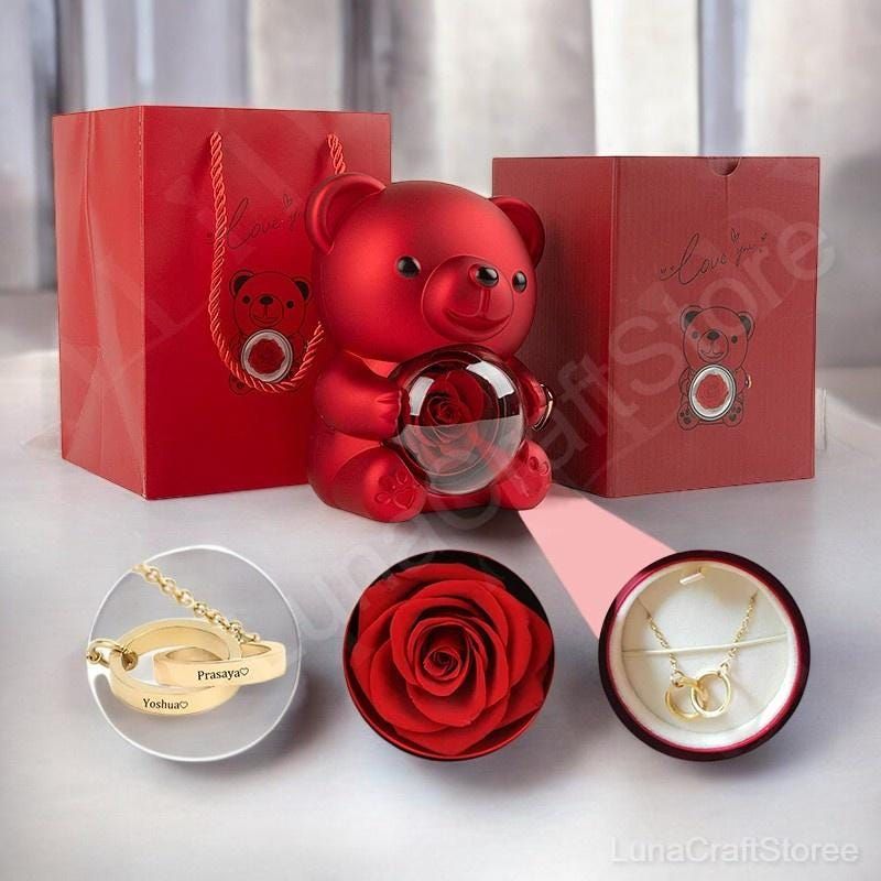 EleganceBear™ Rose Teddy Bear Gift Box – Luxury Flower Bear, Romantic Gift for Her, Valentine’s & Anniversary